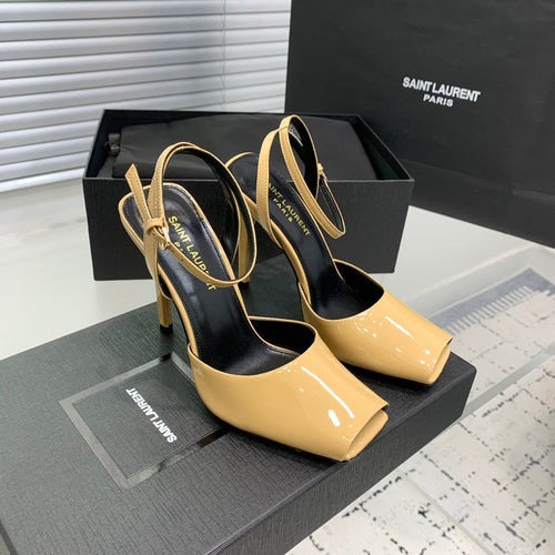 Saint Laurent SL FISH MOUTH SANDAL PUMP FLAX POLISHED CALFSKIN