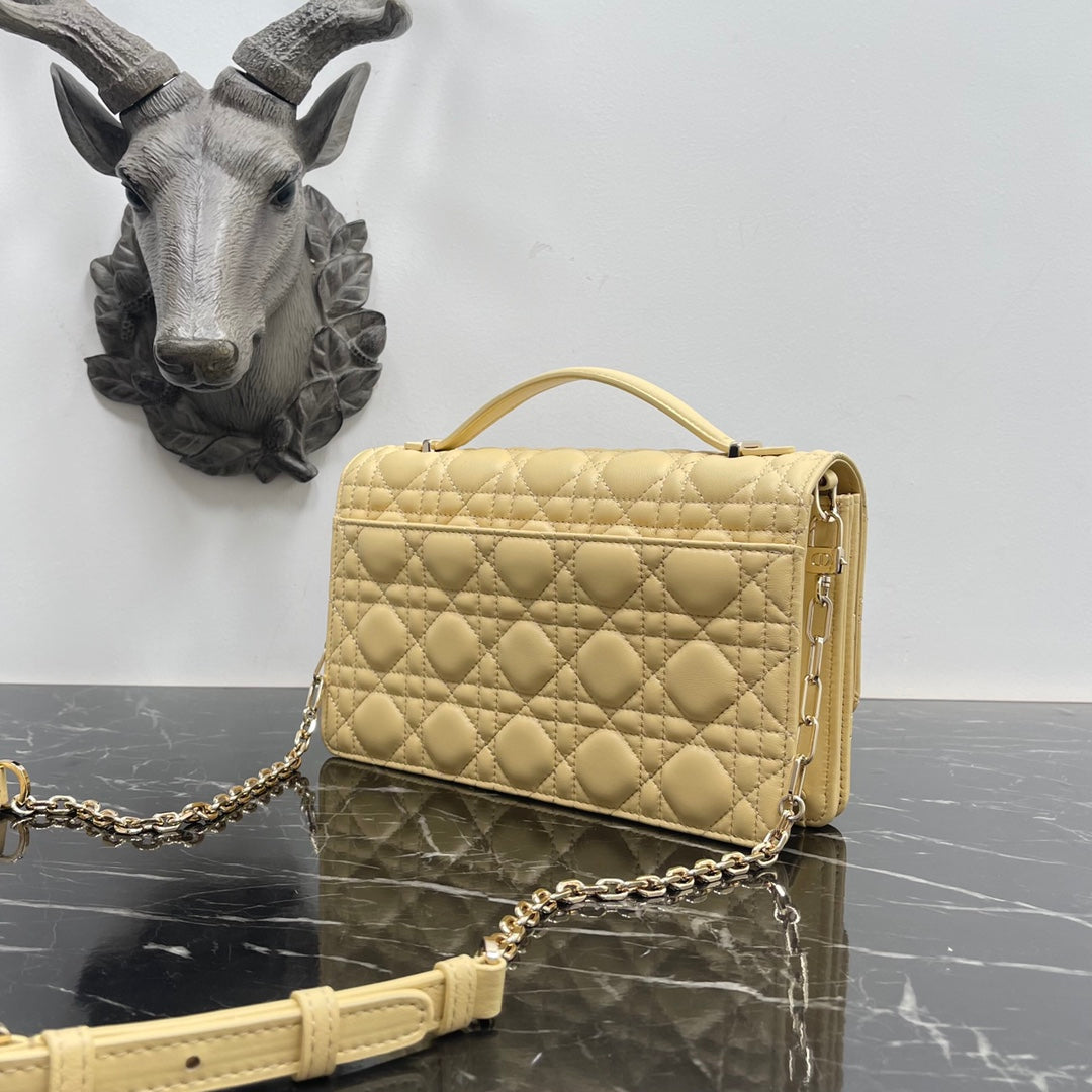 DIOR MY 24 TOP HANDLE BAG YELLOW LAMBSKIN