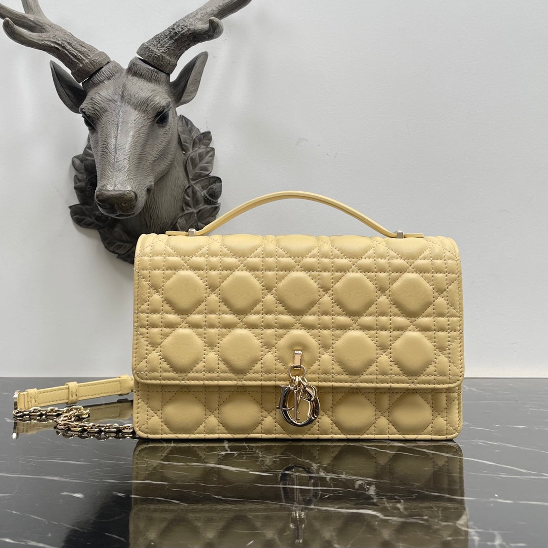 DIOR MY 24 TOP HANDLE BAG YELLOW LAMBSKIN