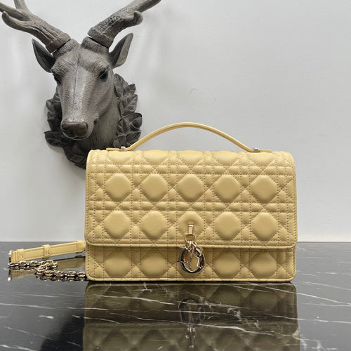 DIOR MY 24 TOP HANDLE BAG YELLOW LAMBSKIN