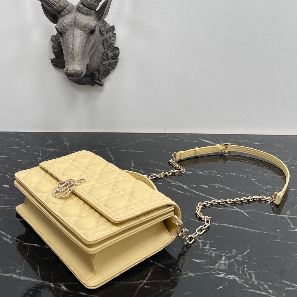 DIOR MY 24 TOP HANDLE BAG YELLOW LAMBSKIN
