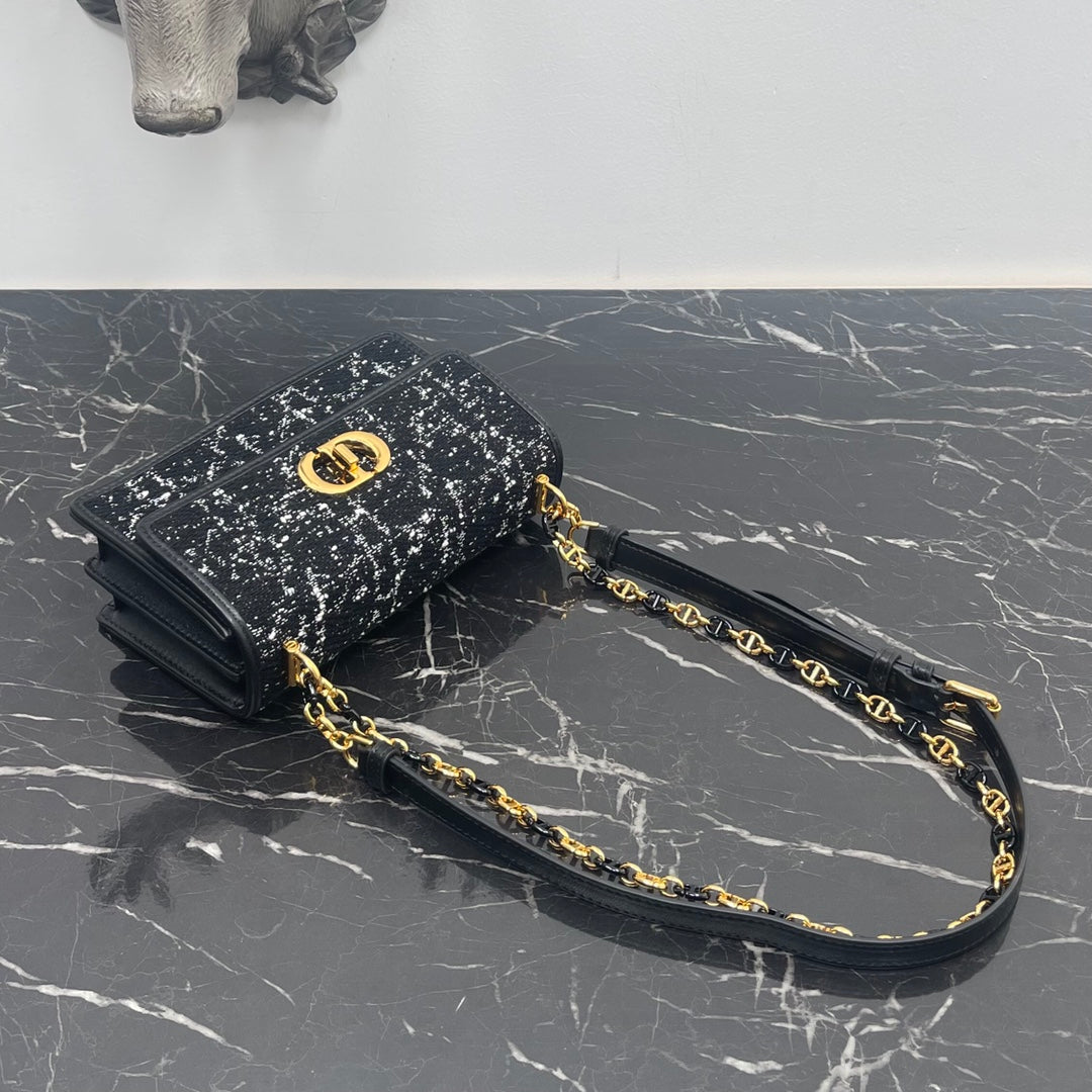 DIOR miss caro mini 18 black cannage tweed