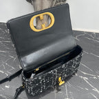 DIOR SMALL CARO BAG 20 BLACK CANNAGE TWEED