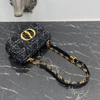DIOR SMALL CARO BAG 20 BLACK CANNAGE TWEED