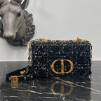 DIOR SMALL CARO BAG 20 BLACK CANNAGE TWEED