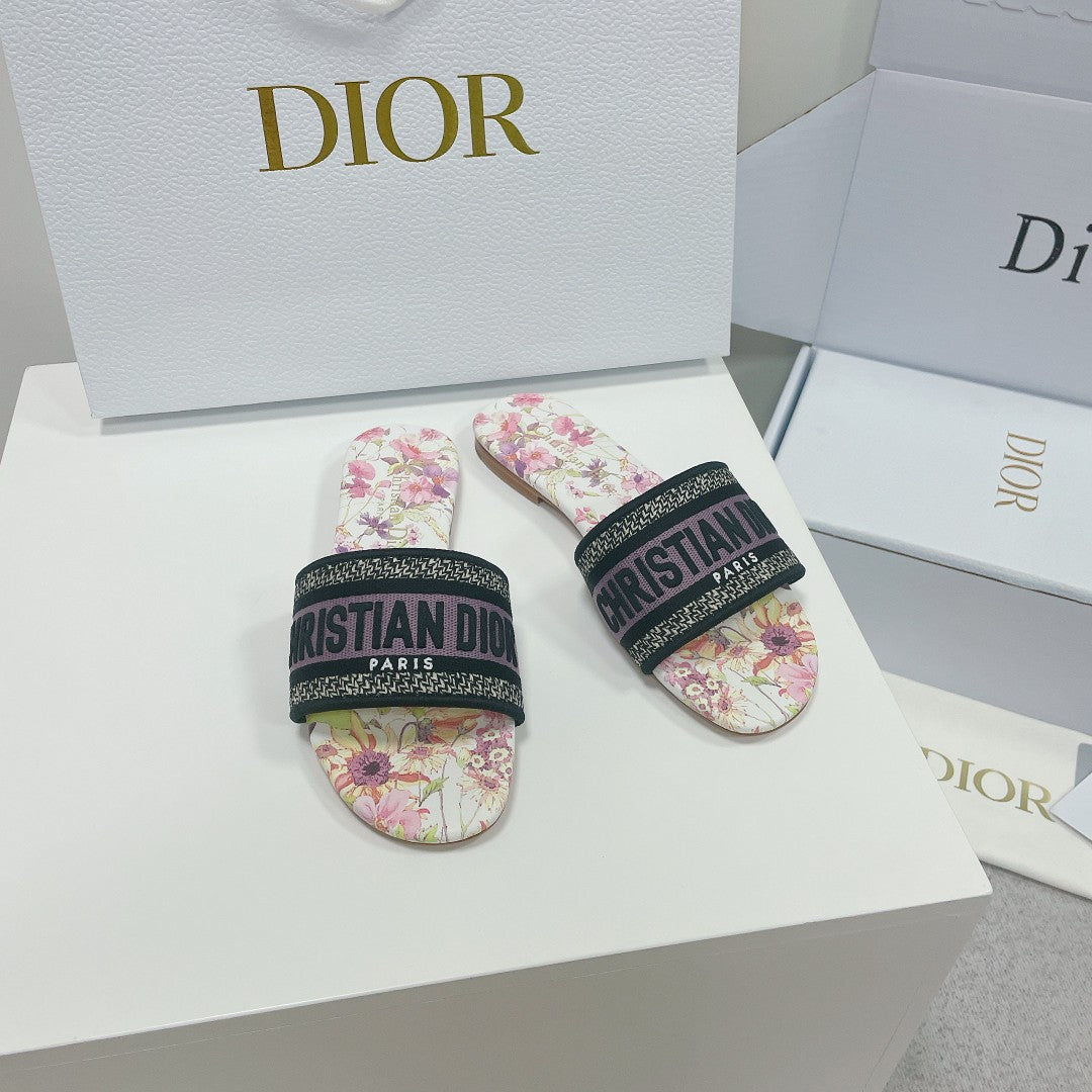 DIOR Mule Dway Slide 10mm Multi Motifs Style 2