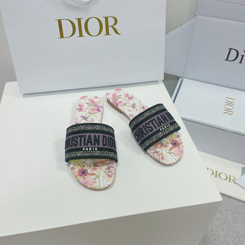 DIOR Mule Dway Slide 10mm Multi Motifs Style 2