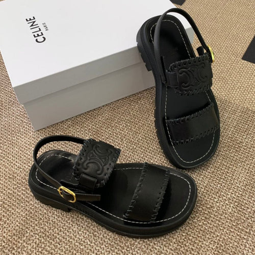 Celine ROMAN SANDAL IN BLACK CALFSKIN