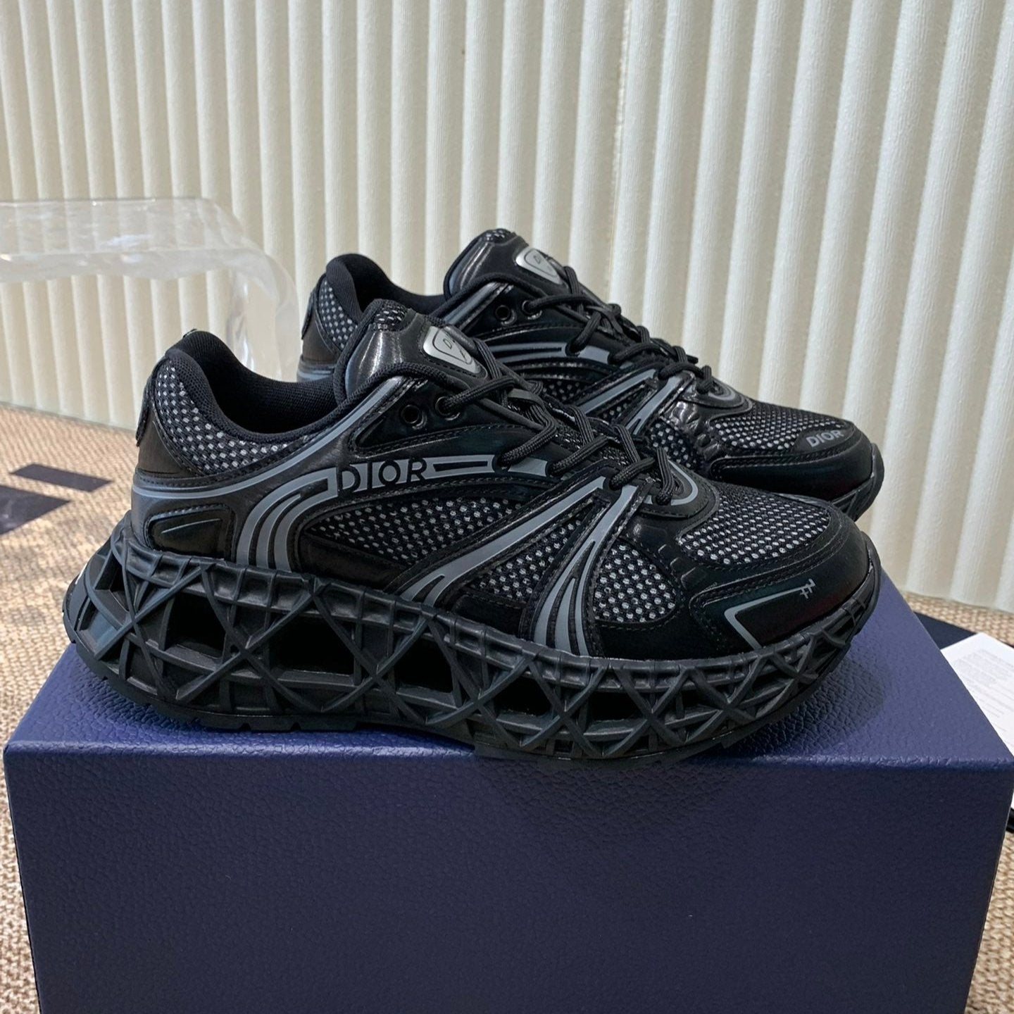 DIOR Sneaker B35 In Black Calfskin And Fabric 113123