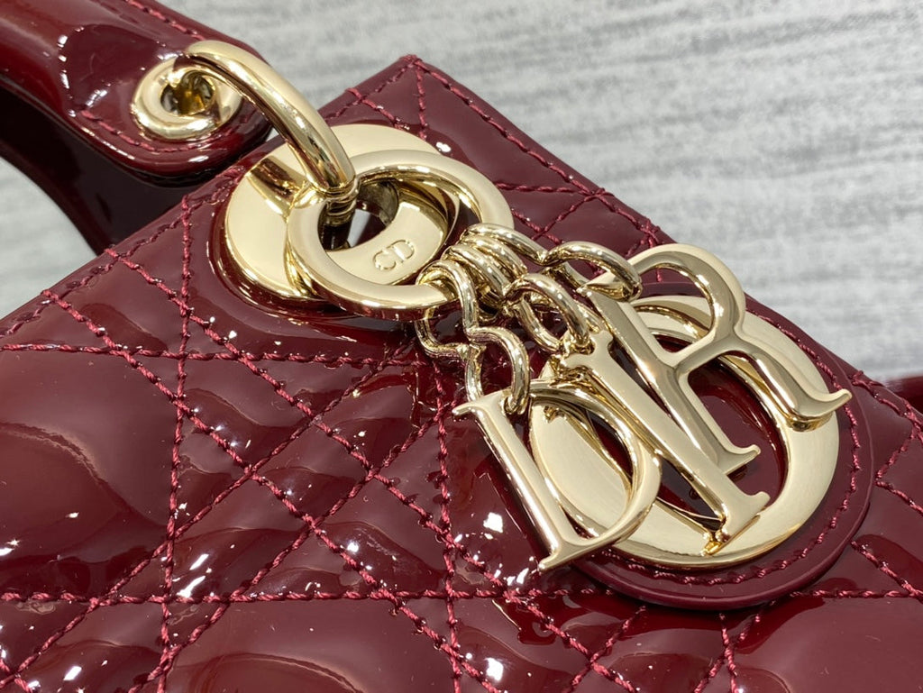 DIOR mini lady 17 wine patent calfskin