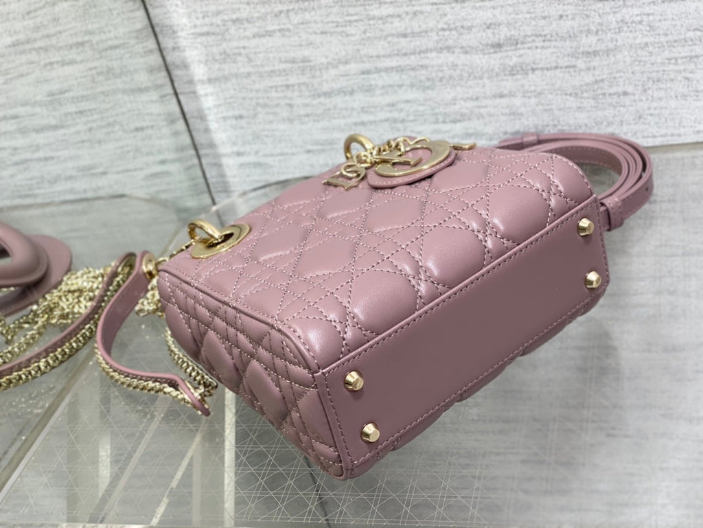 DIOR mini lady 17 blue lilac lambskin