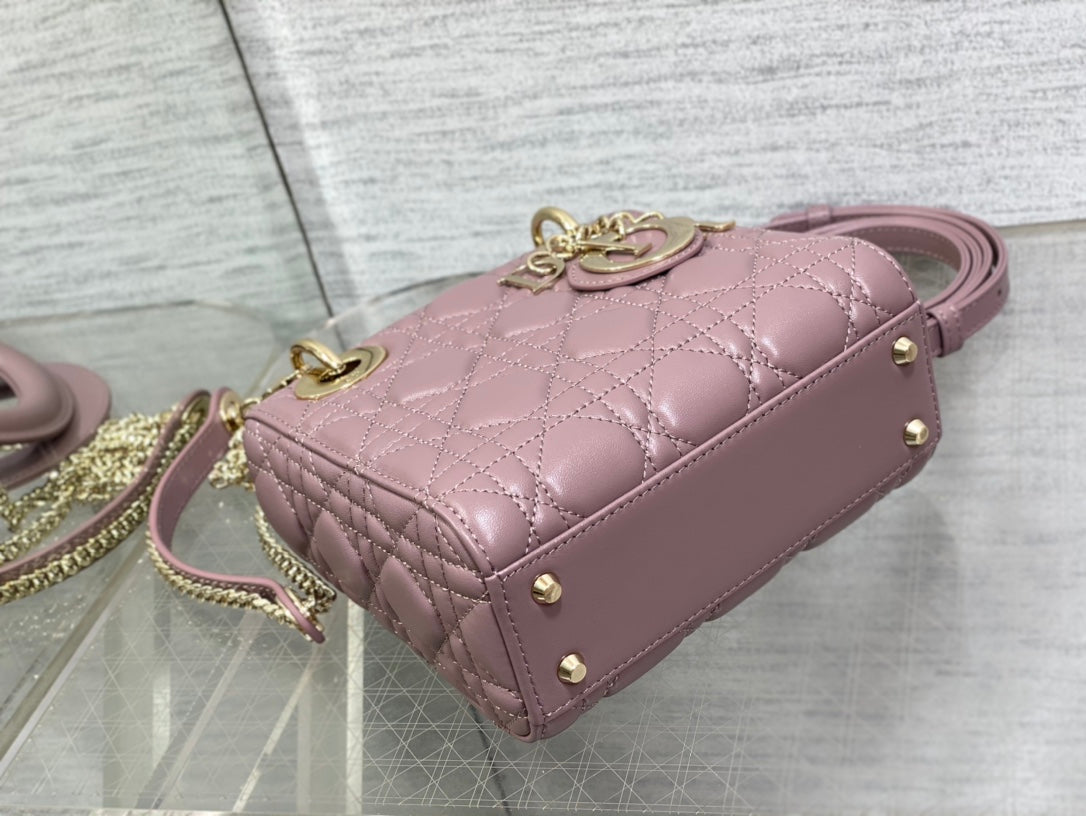 DIOR mini lady 17 blue lilac lambskin
