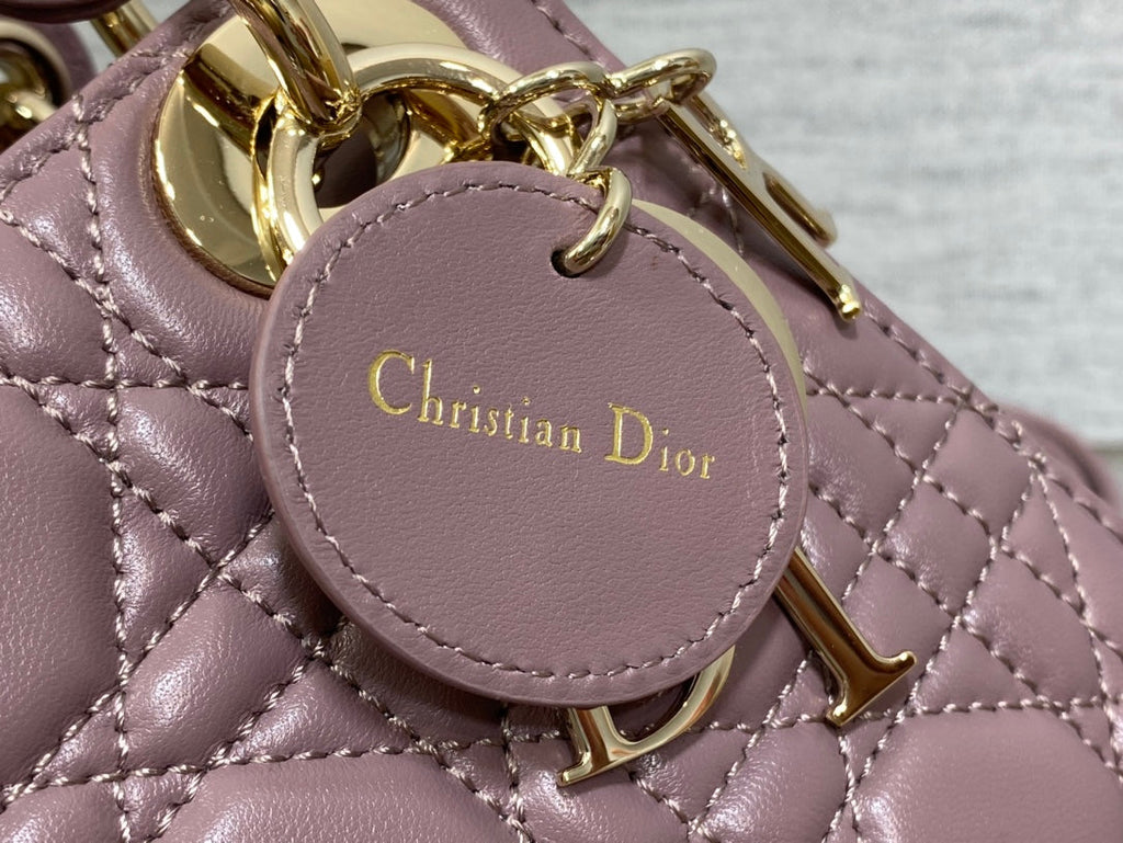 DIOR mini lady 17 blue lilac lambskin