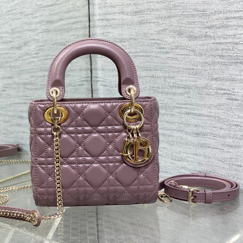 DIOR mini lady 17 blue lilac lambskin