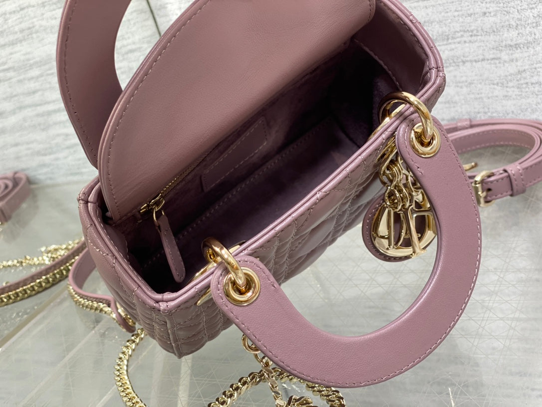 DIOR mini lady 17 blue lilac lambskin