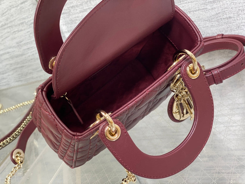 DIOR mini lady 17 wine lambskin