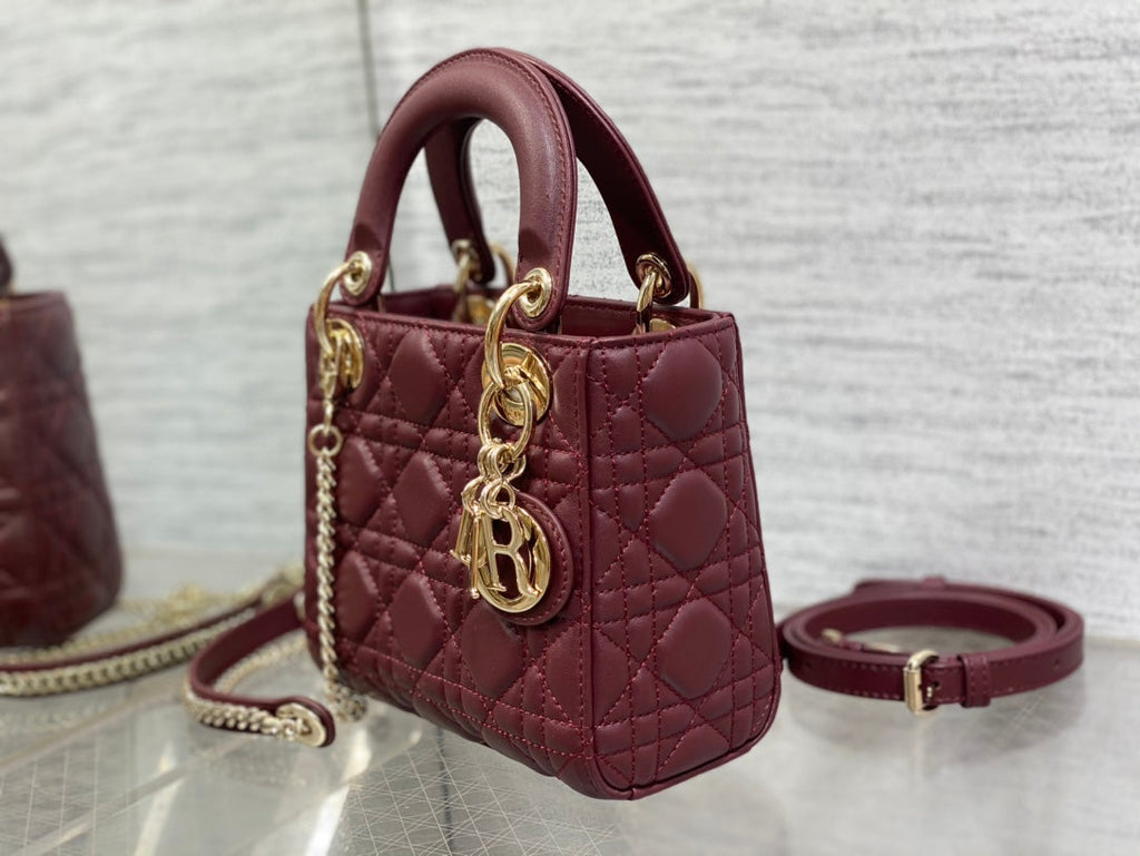 DIOR mini lady 17 wine lambskin