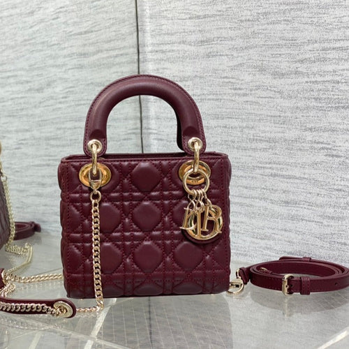 DIOR mini lady 17 wine lambskin