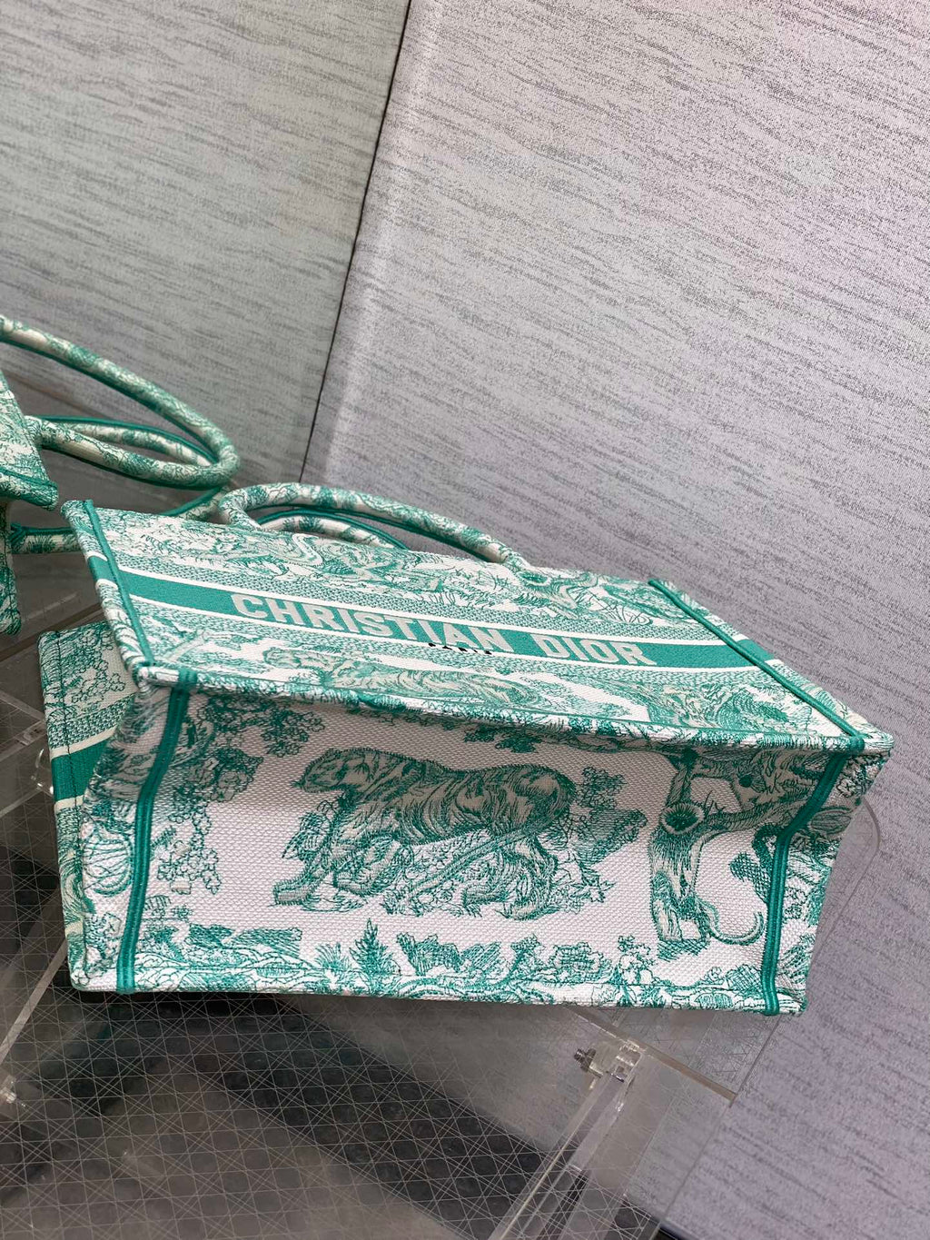 DIOR medium  DIORiviera book tote 36 aquamarina tiger embroidery canvas