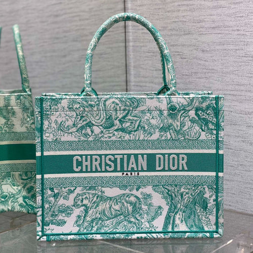 DIOR medium  DIORiviera book tote 36 aquamarina tiger embroidery canvas