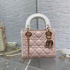 DIOR mini lady 17 pink white lambskin