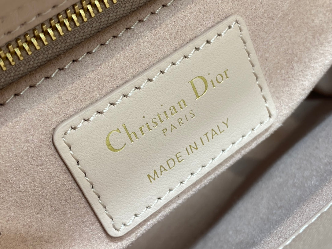 DIOR mini lady 17 pink white lambskin