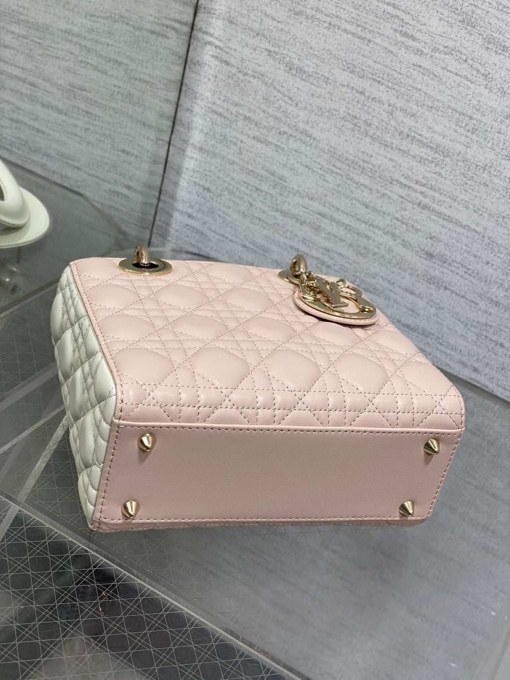 DIOR small lady 20 pink white lambskin
