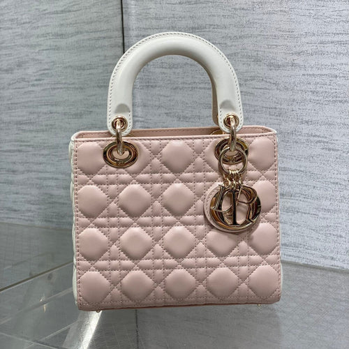 DIOR small lady 20 pink white lambskin