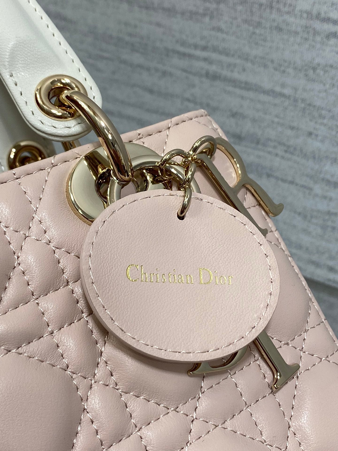 DIOR small lady 20 pink white lambskin