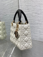 DIOR small lady 20 white black lambskin