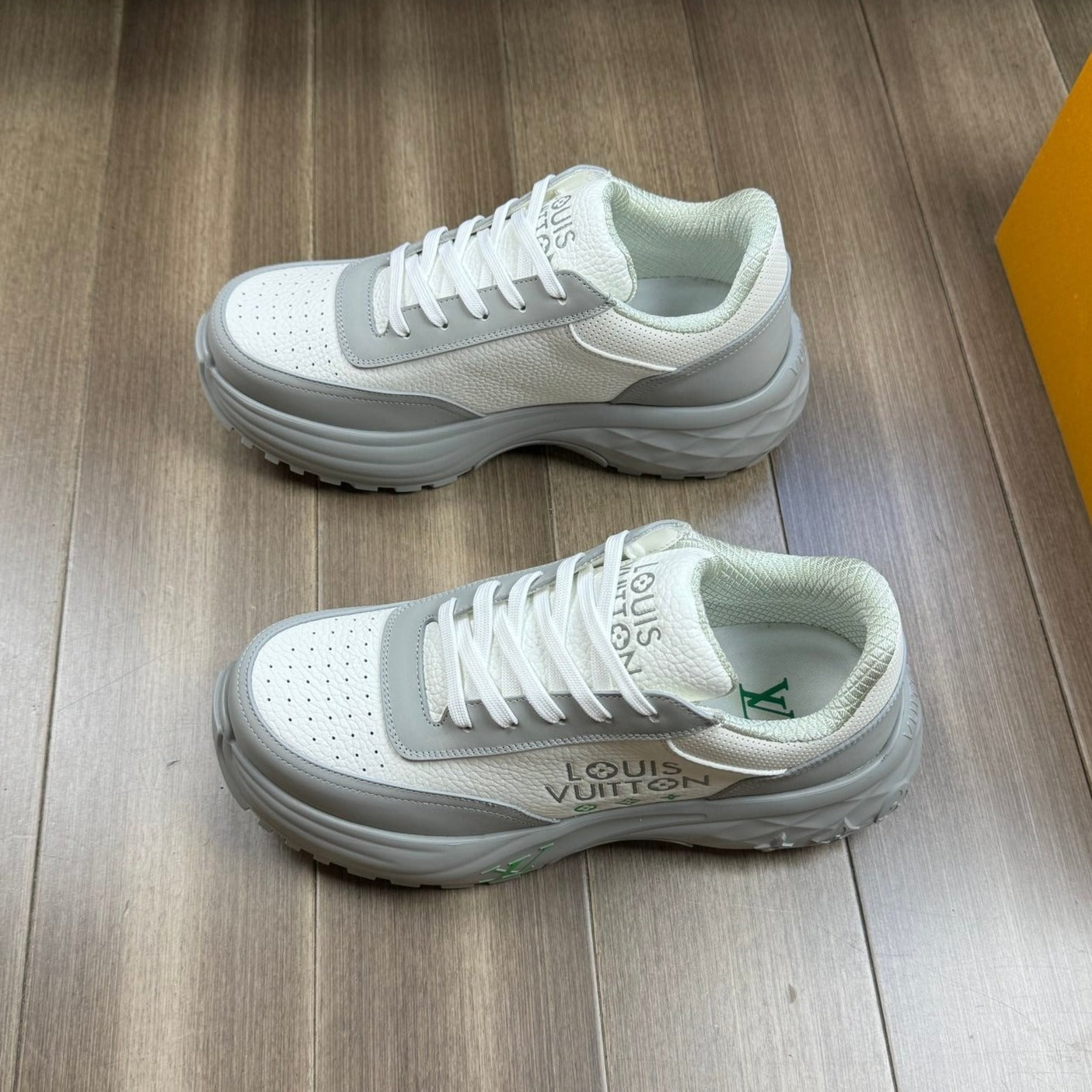 Louis Vuitton SPORT SNEAKER IN WHITE MIX GREY CALFSKIN WITH LOGO