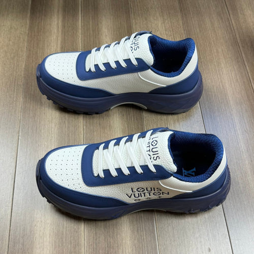 Louis Vuitton SPORT SNEAKER IN WHITE MIX NAVY BLUE CALFSKIN WITH LOGO