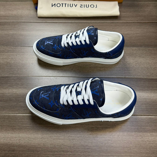 Louis Vuitton TRAINER SNEAKER IN BLACK MIX COBALT BLUE DENIM