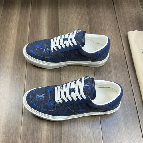 Louis Vuitton TRAINER SNEAKER IN BLACK AND BLUE MONOGRAM DENIM
