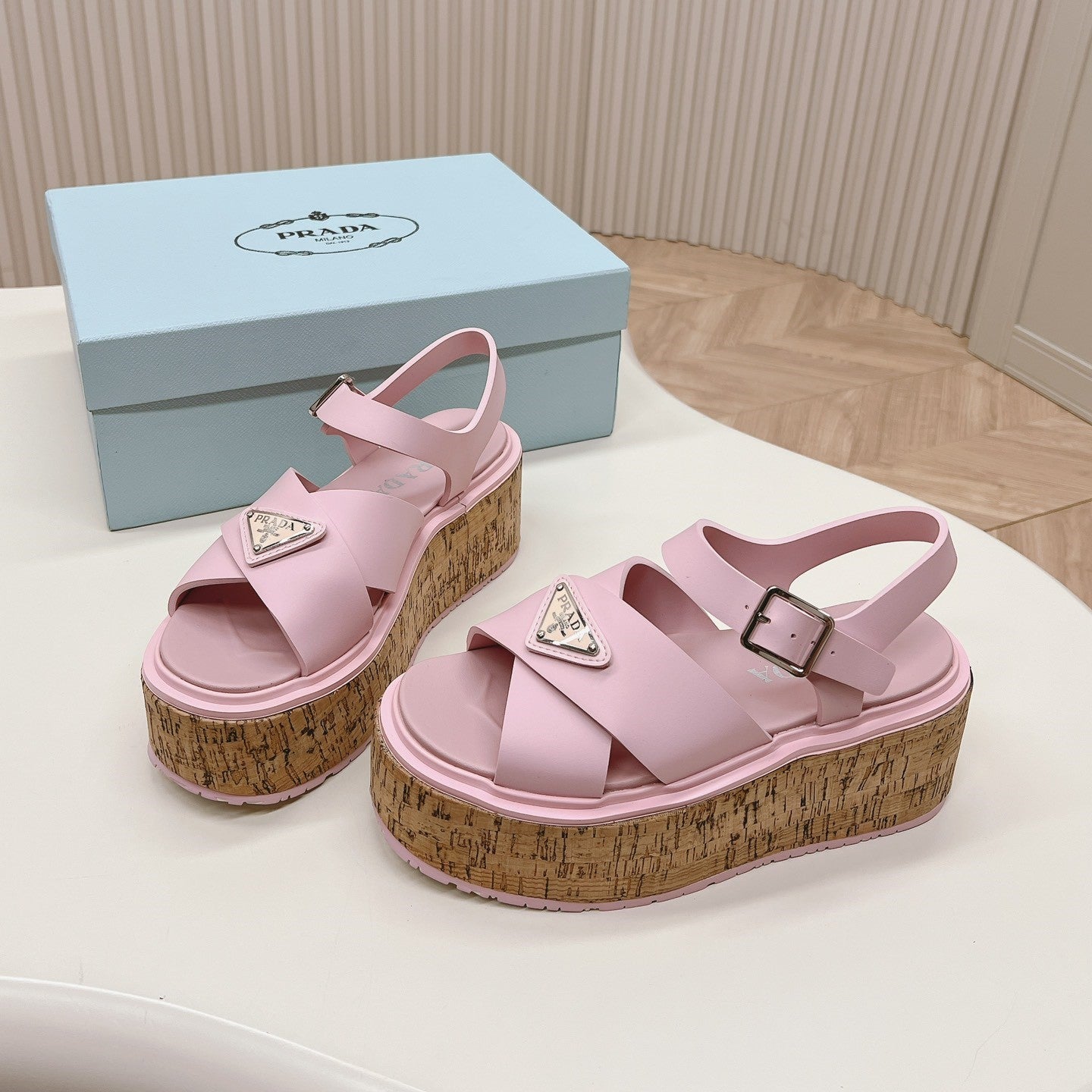 PRADA High Heel 80 Sandal Pink