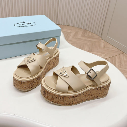 PRADA High Heel 80 Sandal Beige