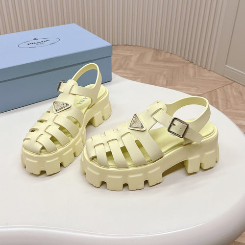 PRADA Rubber Monolith Sandals 55 Vanilla
