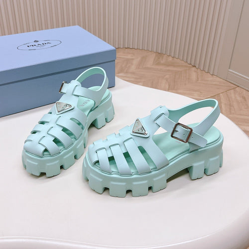 PRADA Rubber Monolith Sandals 55 Glass