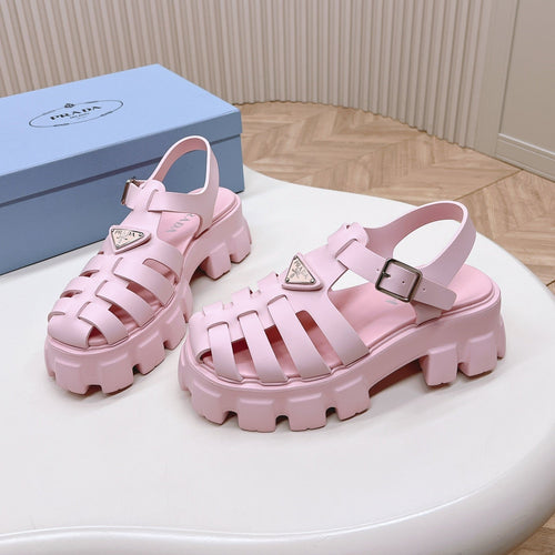 PRADA Rubber Monolith Sandals 55 Pink
