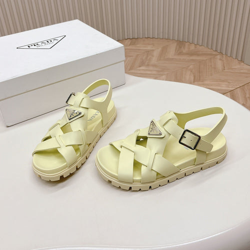 PRADA Interwoven Straps Sandals 30 Vanilla