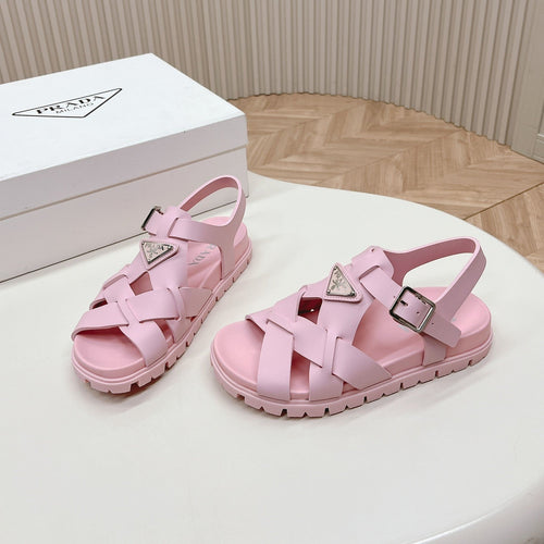 PRADA Interwoven Straps Sandals 30 Pink