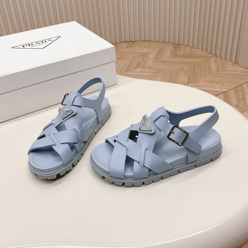 PRADA Interwoven Straps Sandals 30 Baby Blue