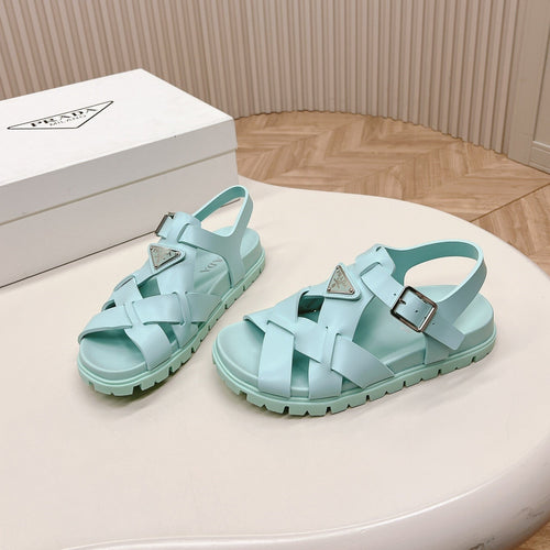 PRADA Interwoven Straps Sandals 30 Glass
