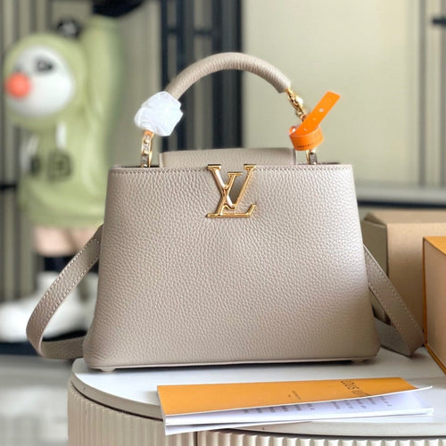 Louis Vuitton CAPUCINES BB 27 DARK BEIGE TAURILLON GOLD HARDWARE