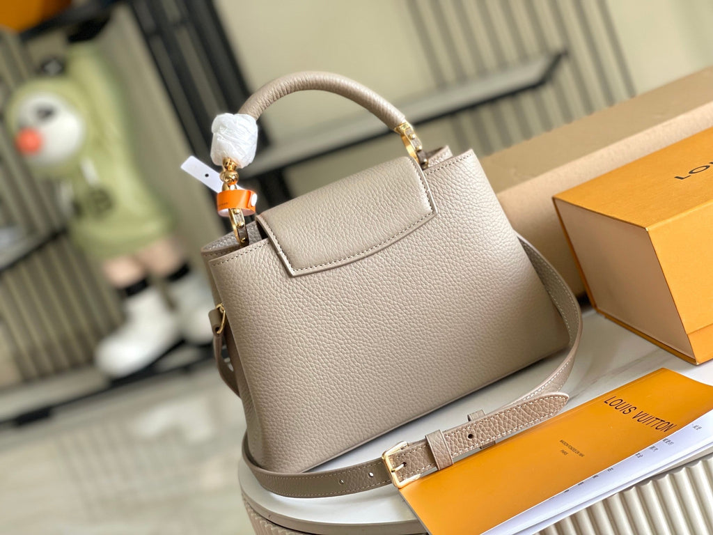Louis Vuitton CAPUCINES BB 27 DARK BEIGE TAURILLON GOLD HARDWARE