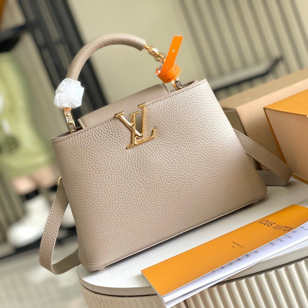 Louis Vuitton CAPUCINES BB 27 DARK BEIGE TAURILLON GOLD HARDWARE