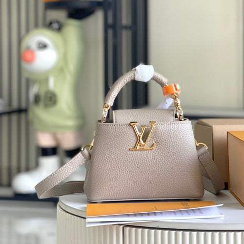 Louis Vuitton CAPUCINES MINI 21 DARK BEIGE TAURILLON GOLD HARDWARE