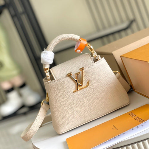 Louis Vuitton CAPUCINES MINI 21 BEIGE TAURILLON GOLD HARDWARE