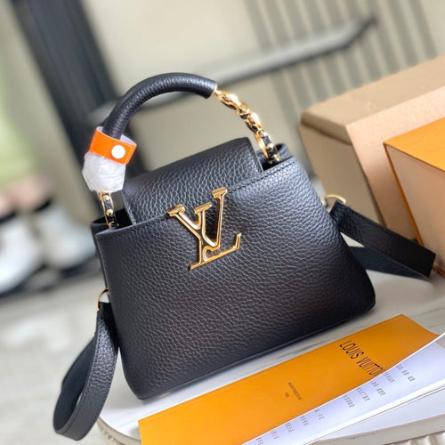 Louis Vuitton CAPUCINES MINI 21 BLACK TAURILLON GOLD HARDWARE