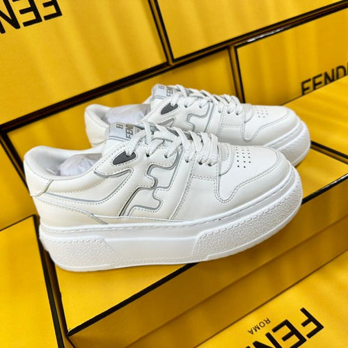 FENDI FENDI THICK-SOLDED SNEAKER IN WHITE LAMBSKIN